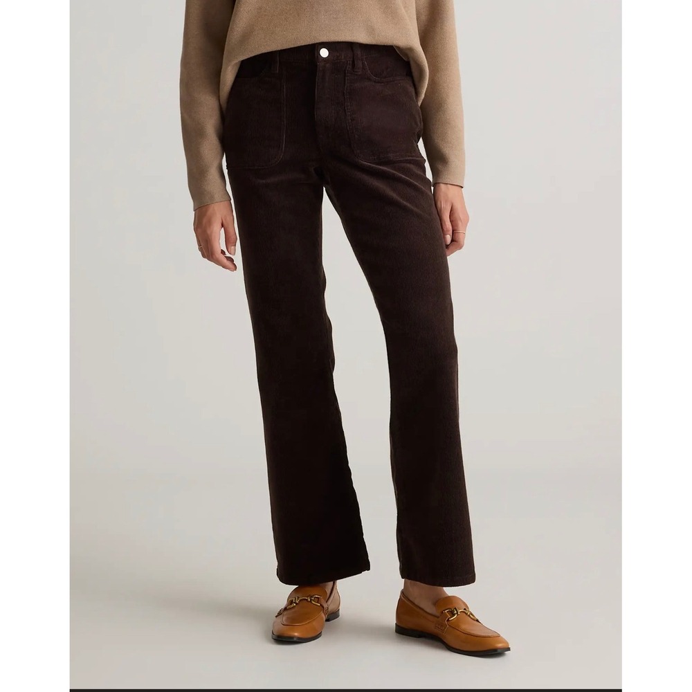 Quince Espresso Organic Stretch Corduroy Flare Pants Size 10